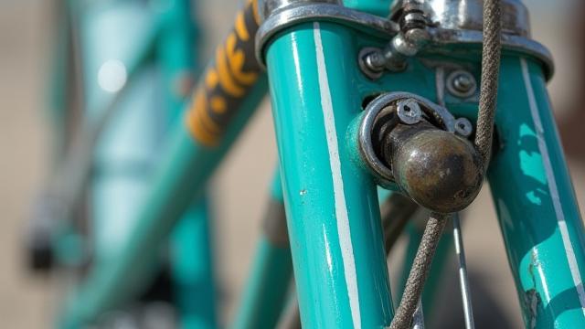After restoration: a beautifully refurbished and painted vintage bicycle frame
