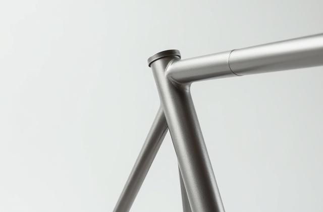 Minimalist raw titanium frame showcasing clean welds