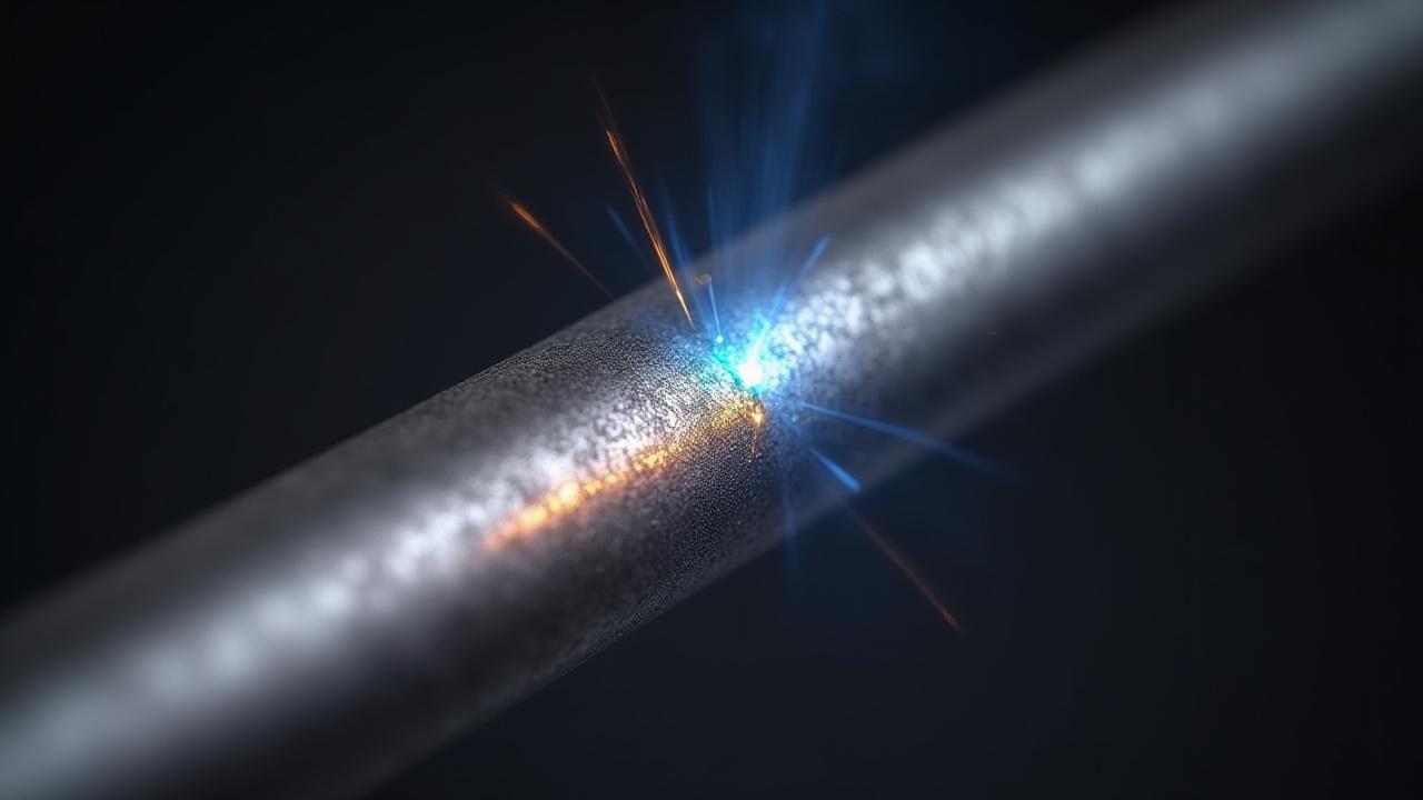 Macro shot of a perfect TIG weld on a titanium bicycle tube, showcasing the 'stack of dimes' pattern and metallic luster.